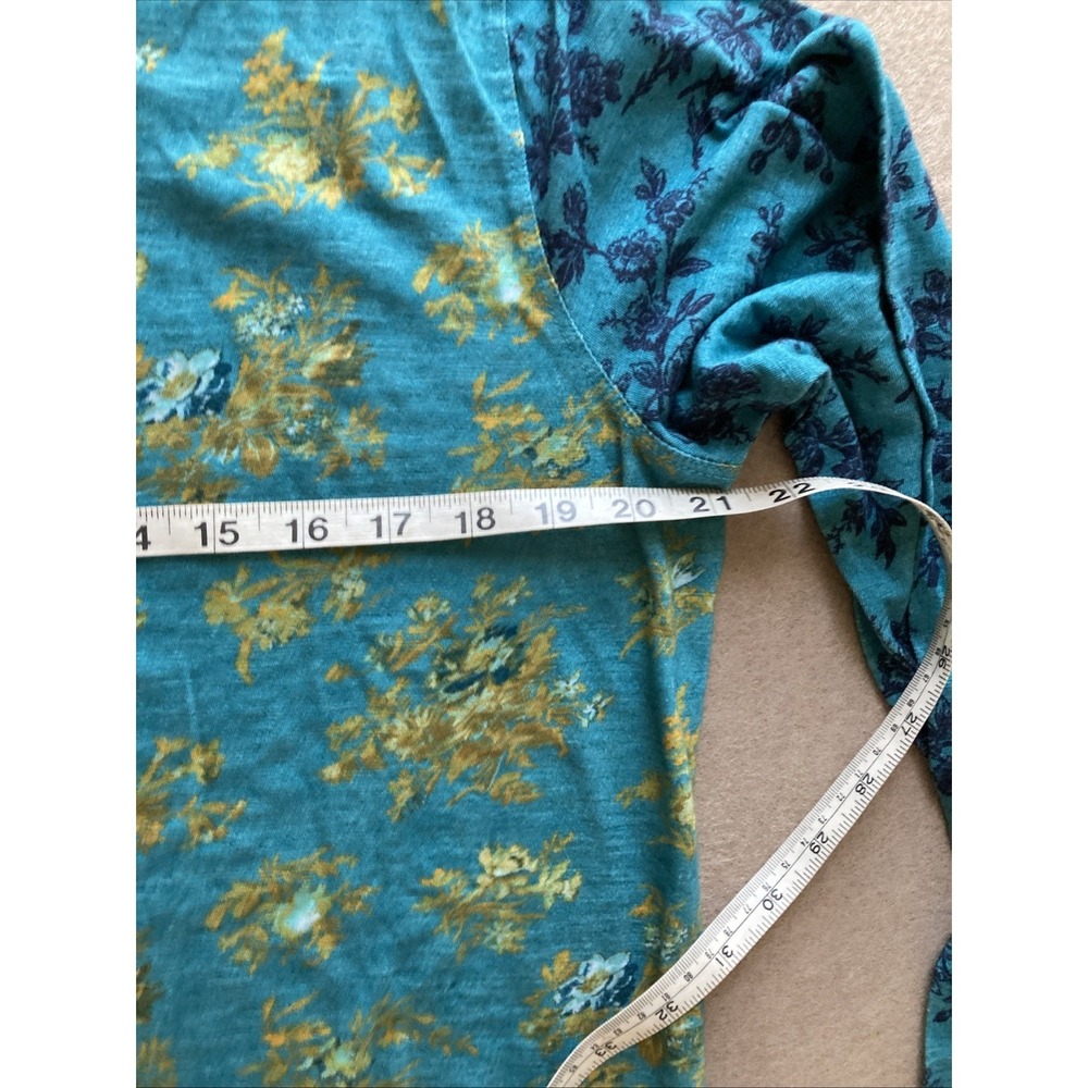 Sundance Floral Long Sleeve Shirt Sz L NWOT Teal Gold Tunic Stretch, Boho Casual - Picture 6 of 8